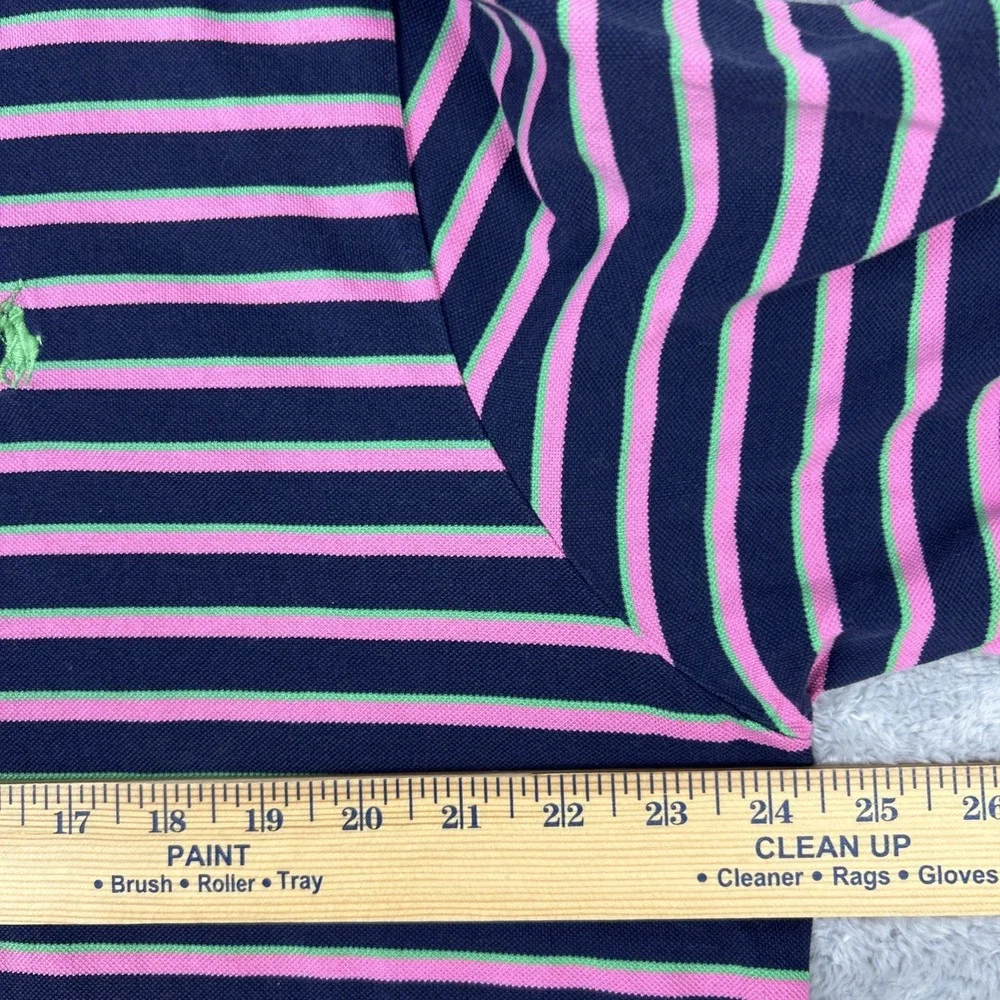 Polo Golf Ralph Lauren Mens XL Pima Cotton Navy Pink Green Stripe Preppy